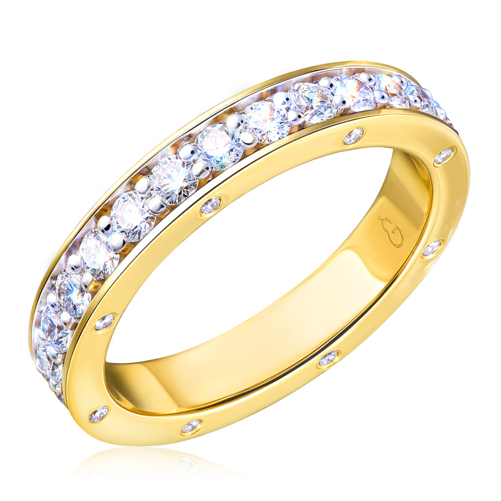 Кольцо обручальное из желтого золота с бриллиантами 45119767170